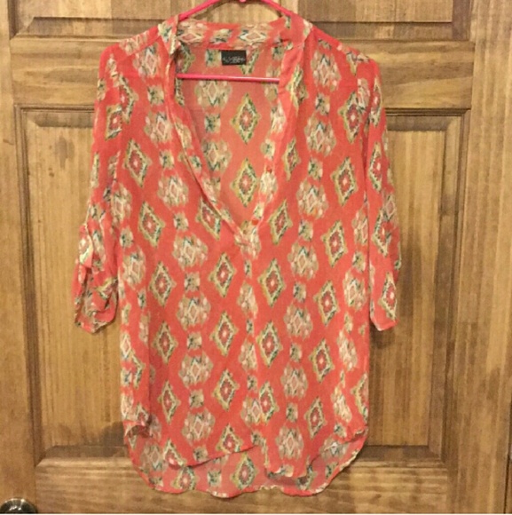 Daytrip Tops - Daytrip Buckle coral pink sheer top